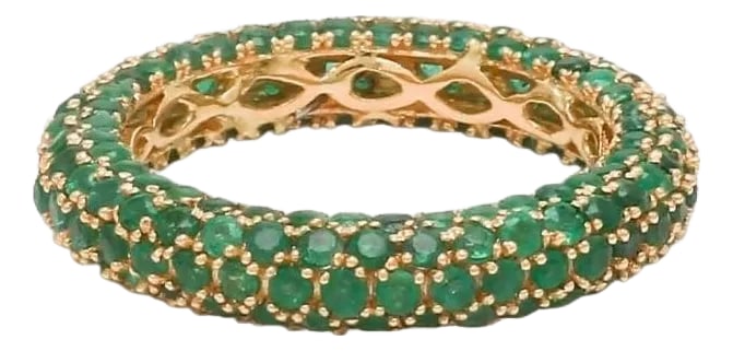 Natural 4.17 cts zambian emerald band ring in 18k gold (1 of 18)