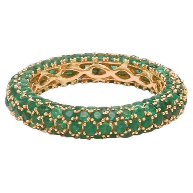 Natural 4.17 cts zambian emerald band ring in 18k gold - 6