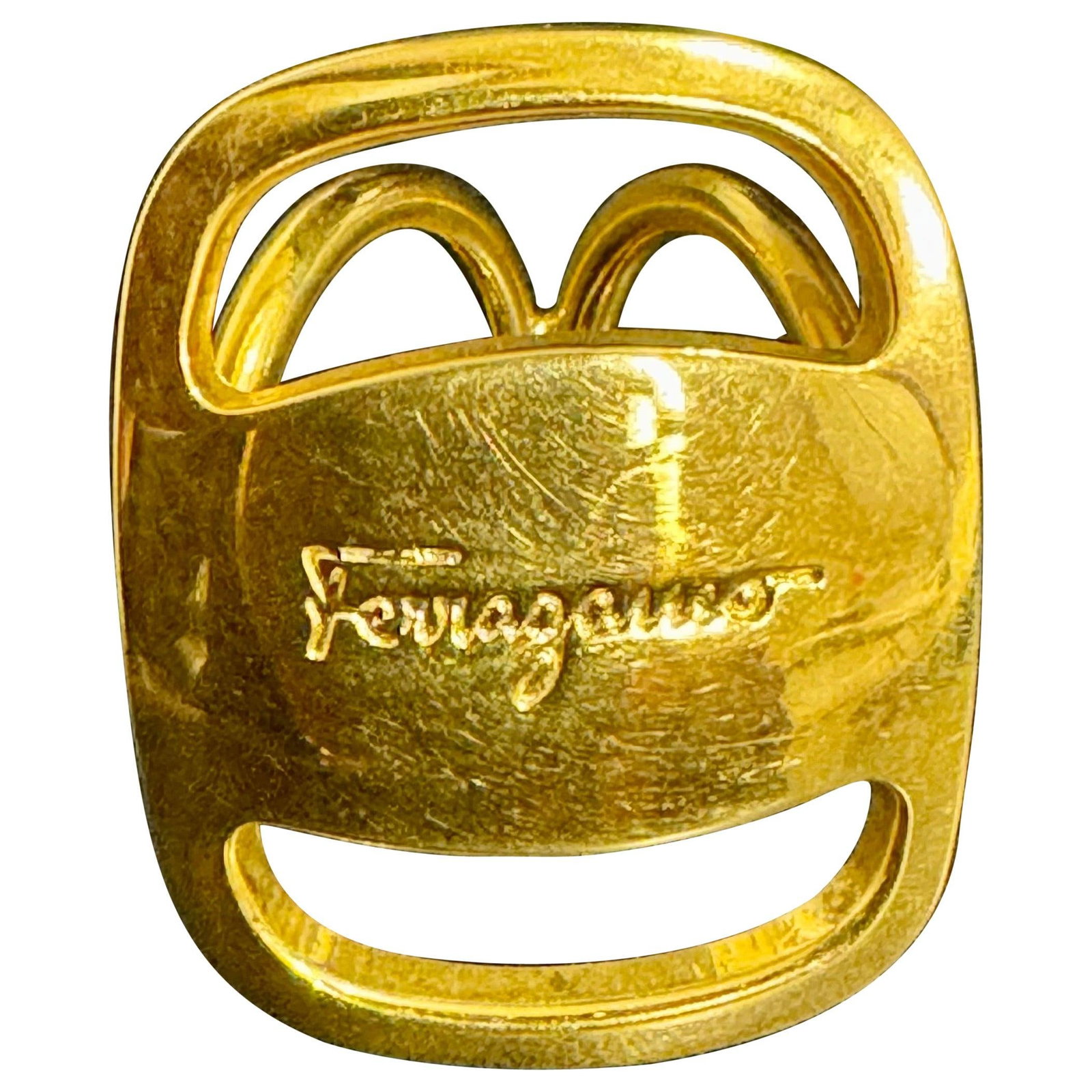 Salvatore Ferragamo Ganchini scarf ring /Ring gold Tone, Medium Size - 15