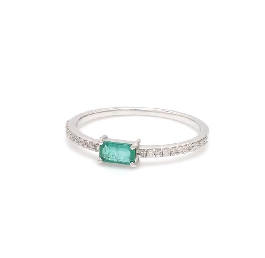 Natural 0.31 cts Zambian emerald & 0.14 cts diamond ring 14k gold - 13