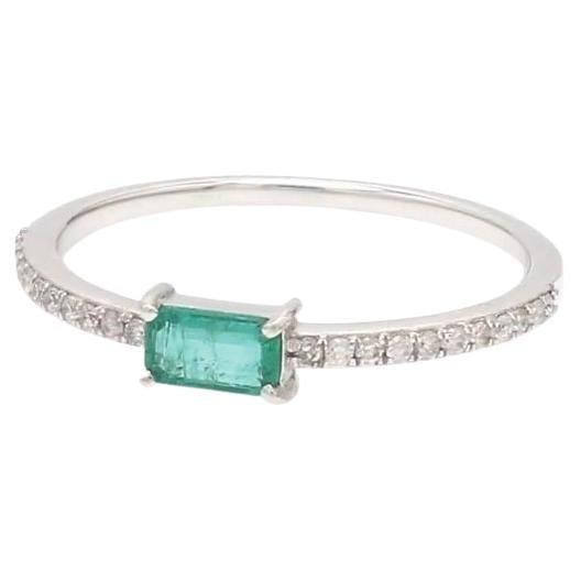 Natural 0.31 cts Zambian emerald & 0.14 cts diamond ring 14k gold - 15