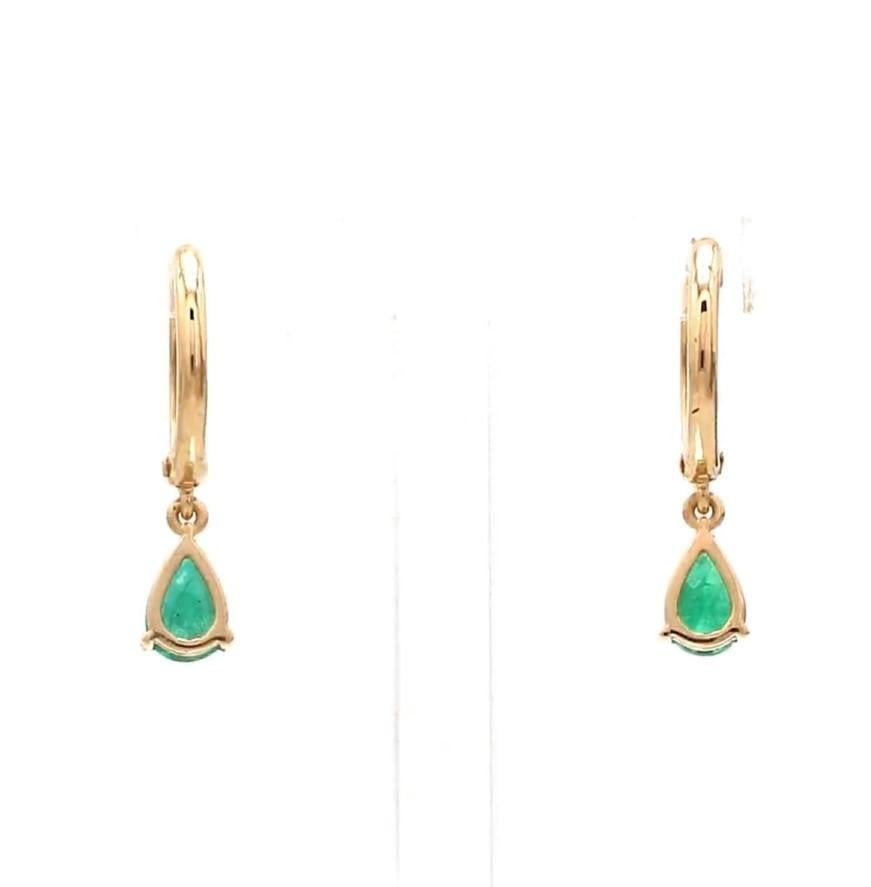 0.60 cts Natural emerald earrings in 18k gold - 13