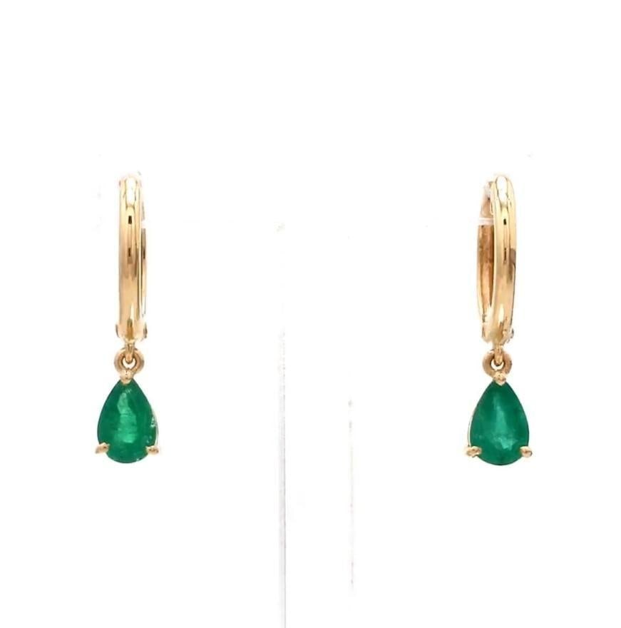 0.60 cts Natural emerald earrings in 18k gold - 14