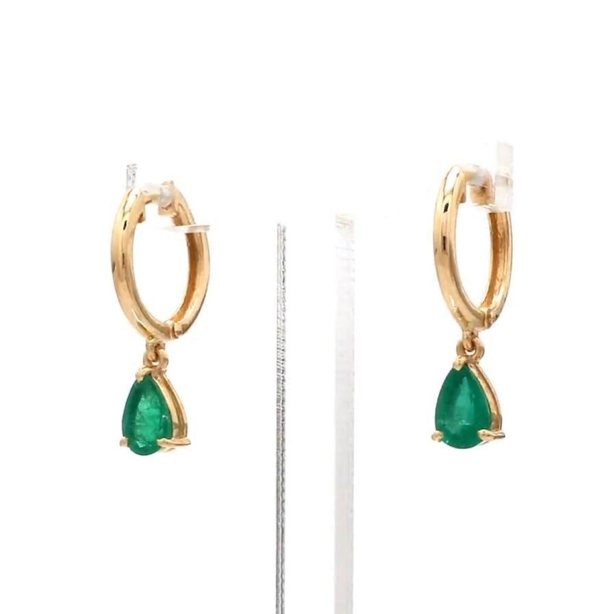 0.60 cts Natural emerald earrings in 18k gold - 3
