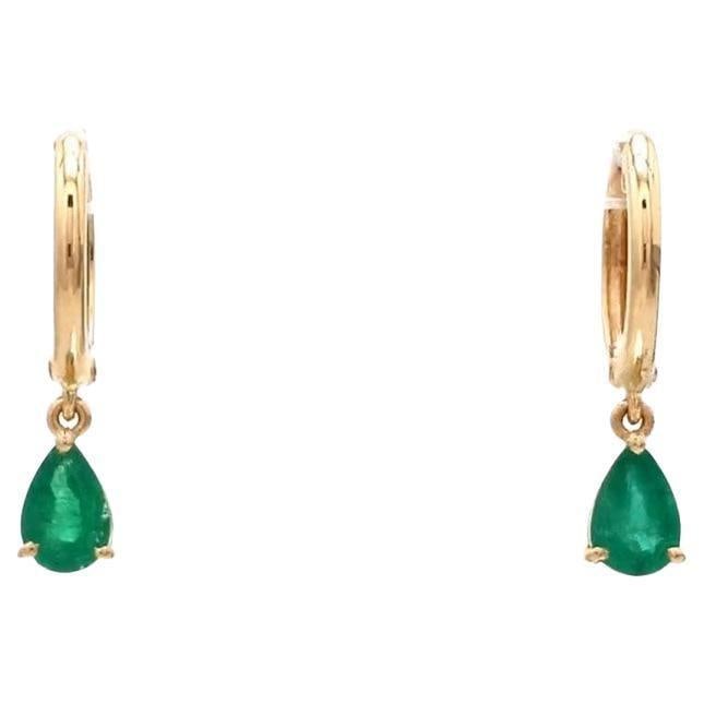 0.60 cts Natural emerald earrings in 18k gold - 6