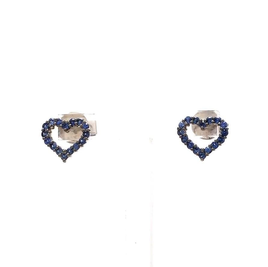 Natural 0.41 cts heart blue sapphire earrings in 14k gold - 11