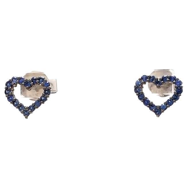 Natural 0.41 cts heart blue sapphire earrings in 14k gold - 15