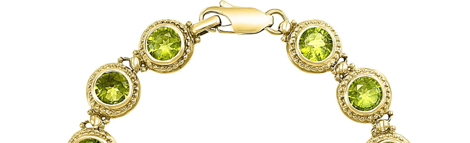 16 Carat Genuine Natural Peridot Tennis Bracelet 14 Karat Yellow Gold 16 Gram - 18