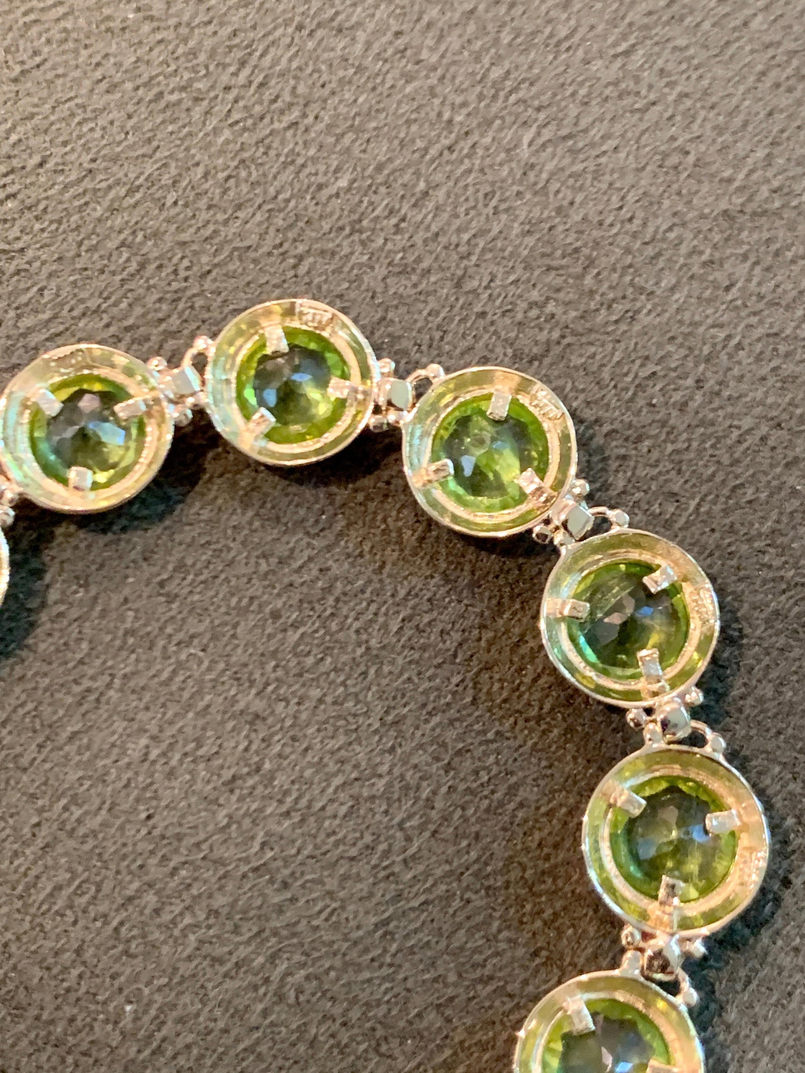 16 Carat Genuine Natural Peridot Tennis Bracelet 14 Karat Yellow Gold 16 Gram - 5