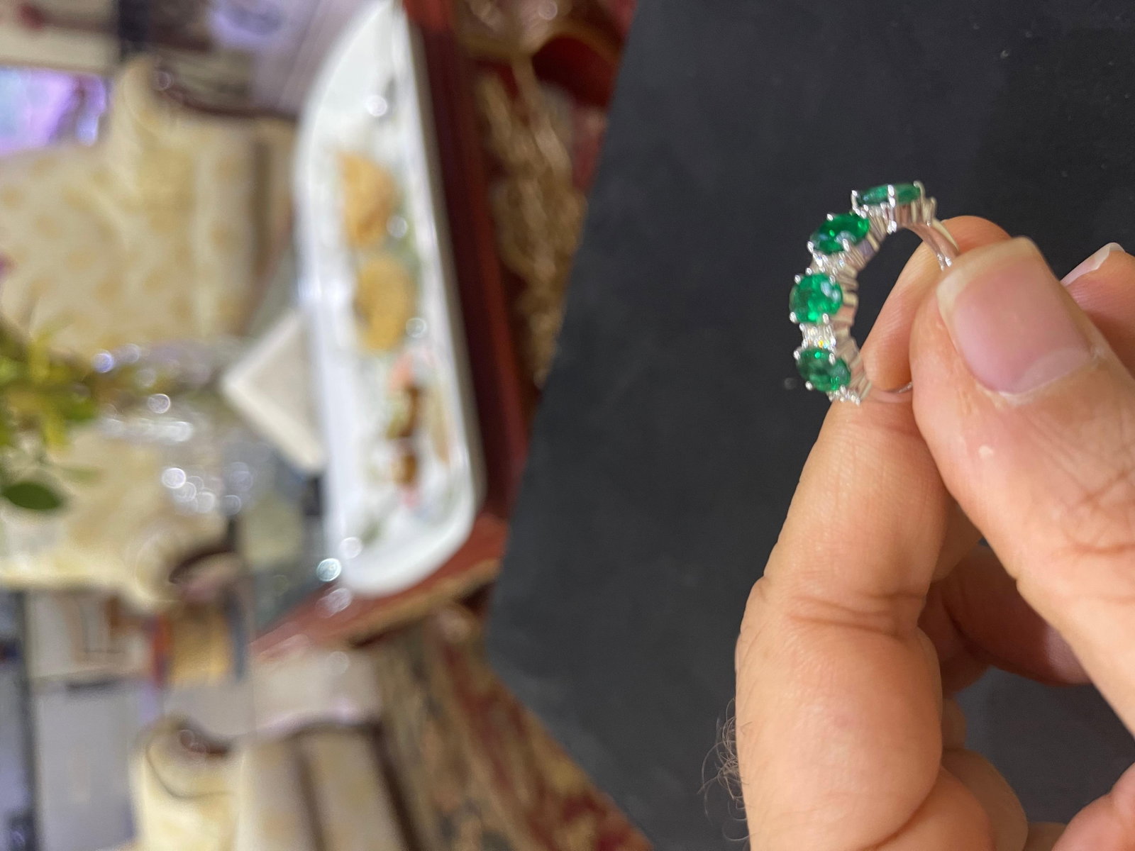 Natural Zambian emerald ring 3 Carats and 0.42 cents in 14k gold - 3