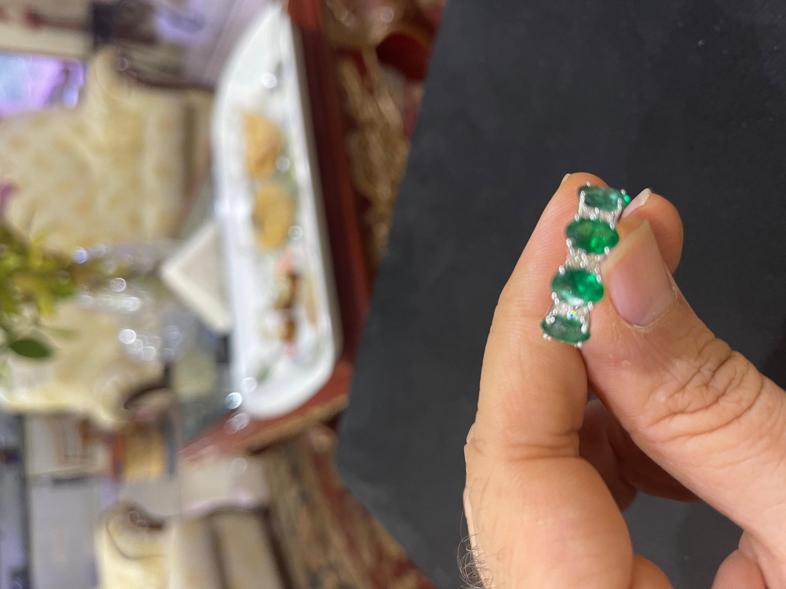 Natural Zambian emerald ring 3 Carats and 0.42 cents in 14k gold - 4