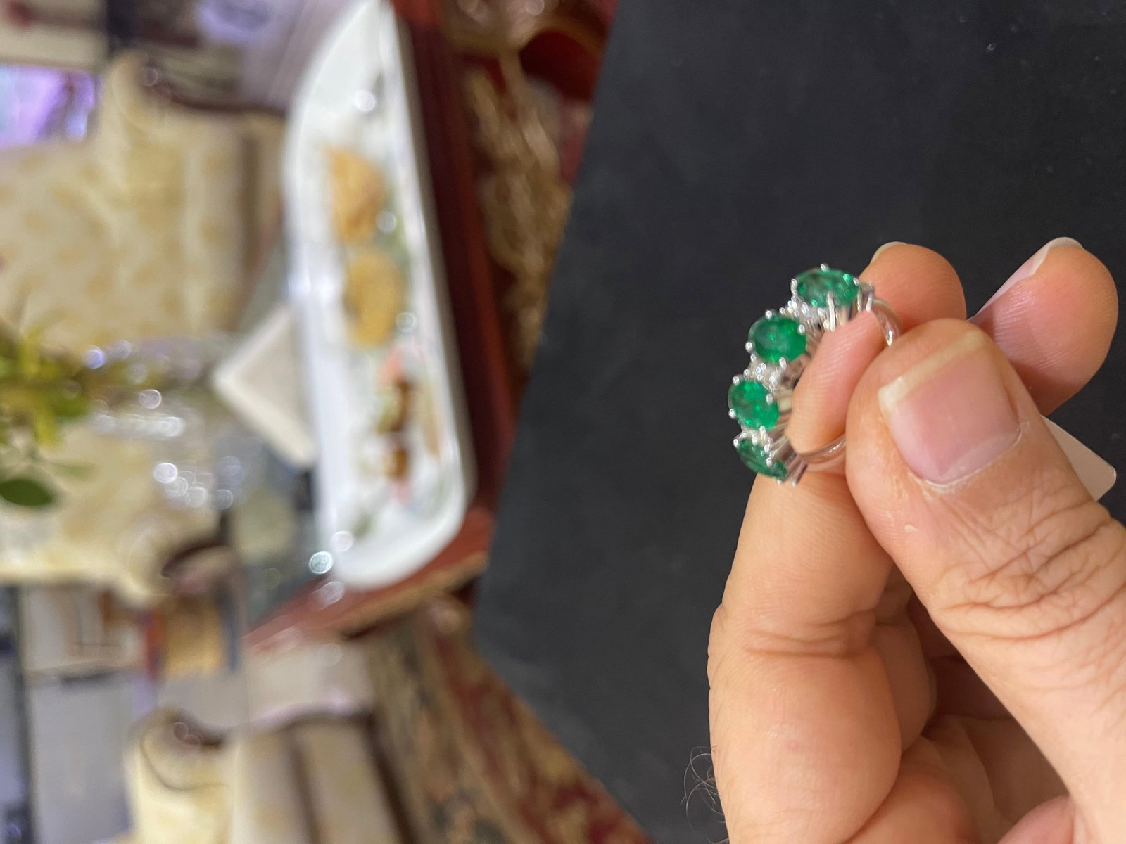 Natural Zambian emerald ring 3 Carats and 0.42 cents in 14k gold - 5