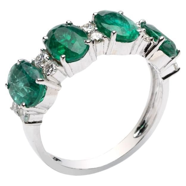 Natural Zambian emerald ring 3 Carats and 0.42 cents in 14k gold - 6