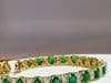 12 Carat Natural Emerald & 2.8 Carat Diamond Tennis Bracelet 14 Kt Yellow Gold - 16