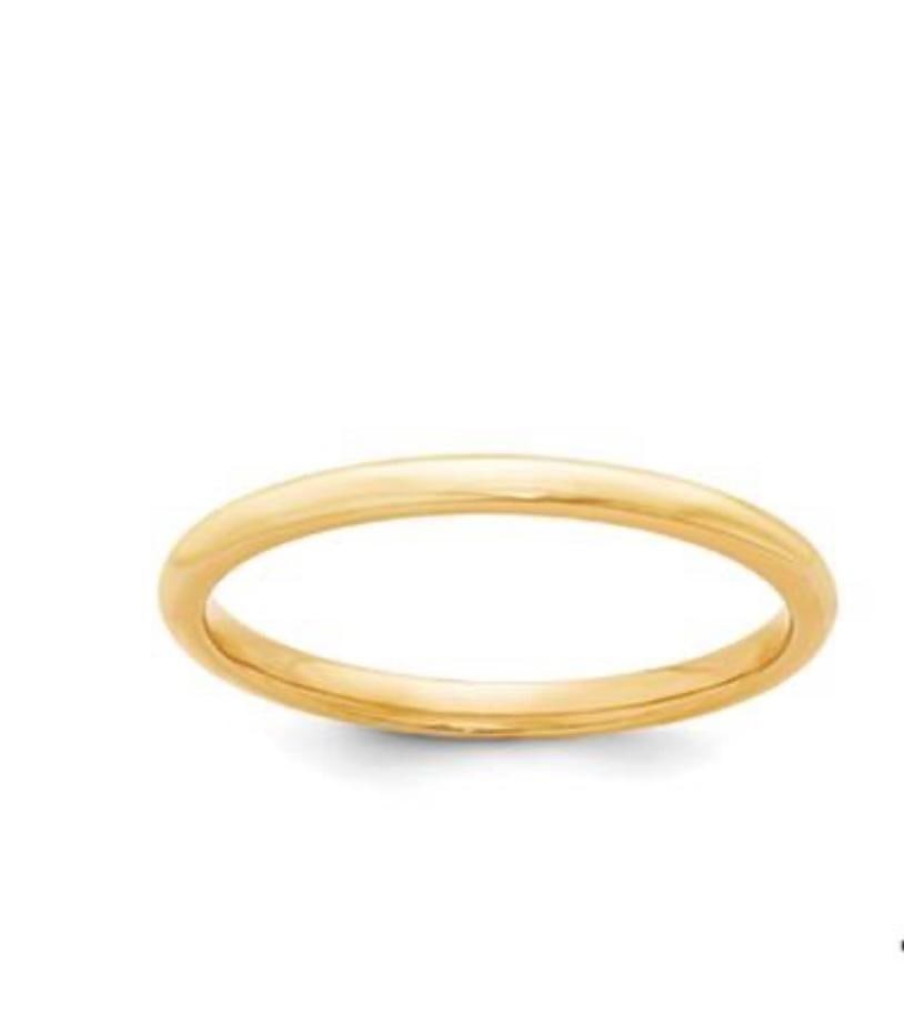 14 Karat Yellow Gold Half Round Classic Wedding Band Solid Ring - 17