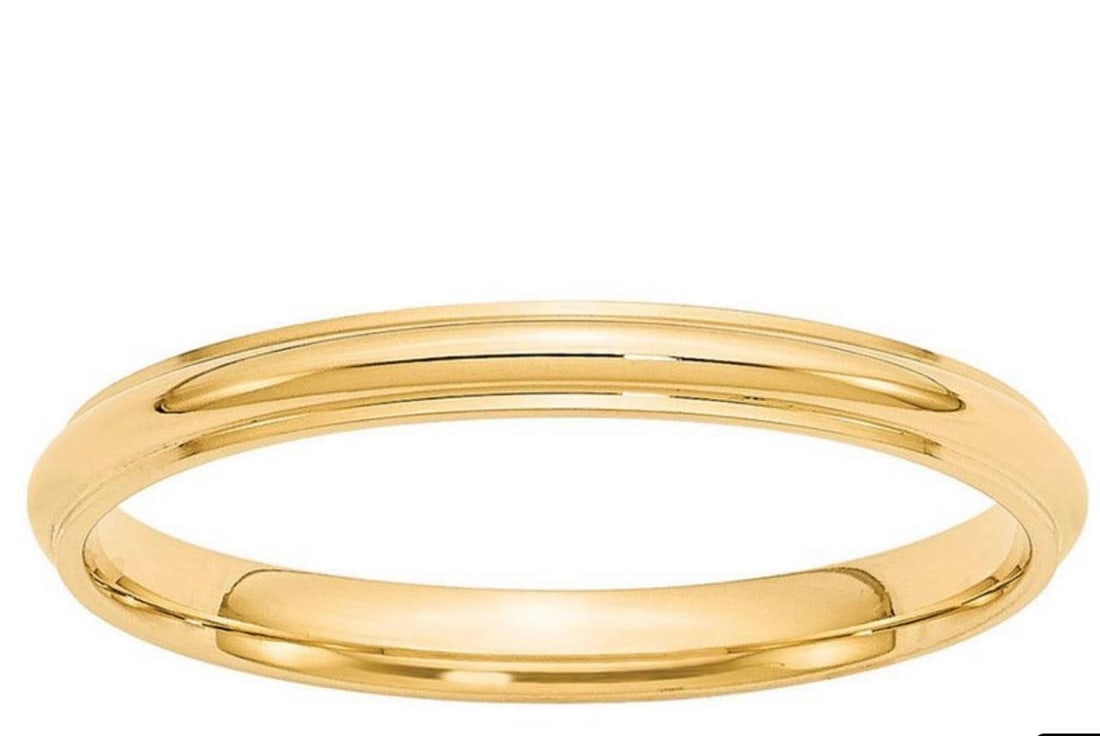 14 Karat Yellow Gold Half Round Classic Wedding Band Solid Ring - 3