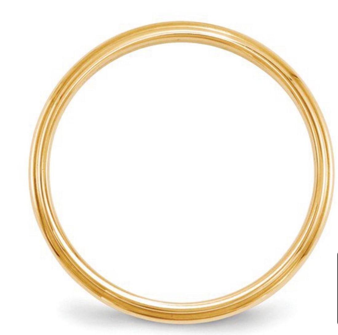14 Karat Yellow Gold Half Round Classic Wedding Band Solid Ring - 4