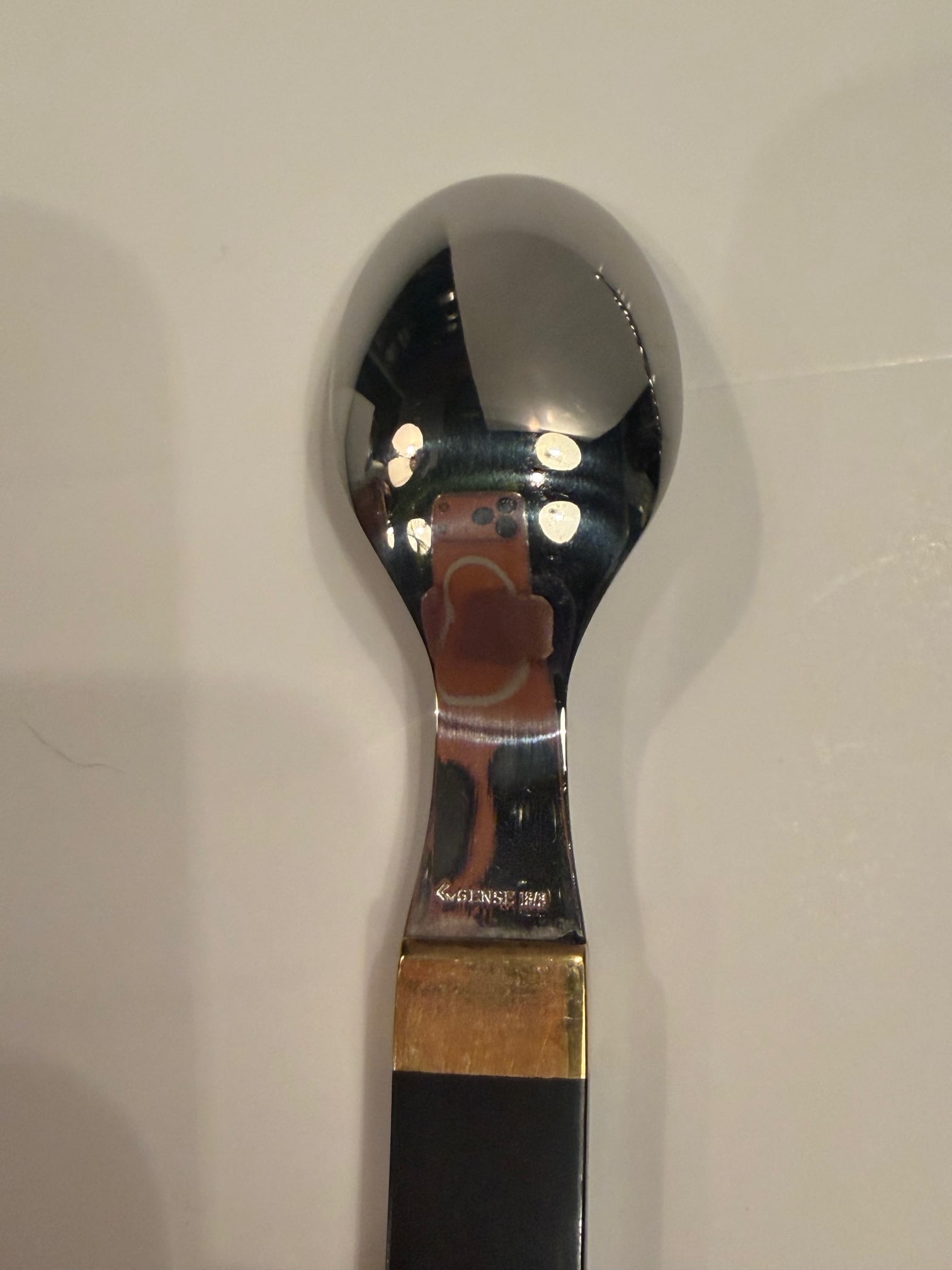Rare Set of Vintage Swedish Stainless Steel Brass & Wood Flatware - 12