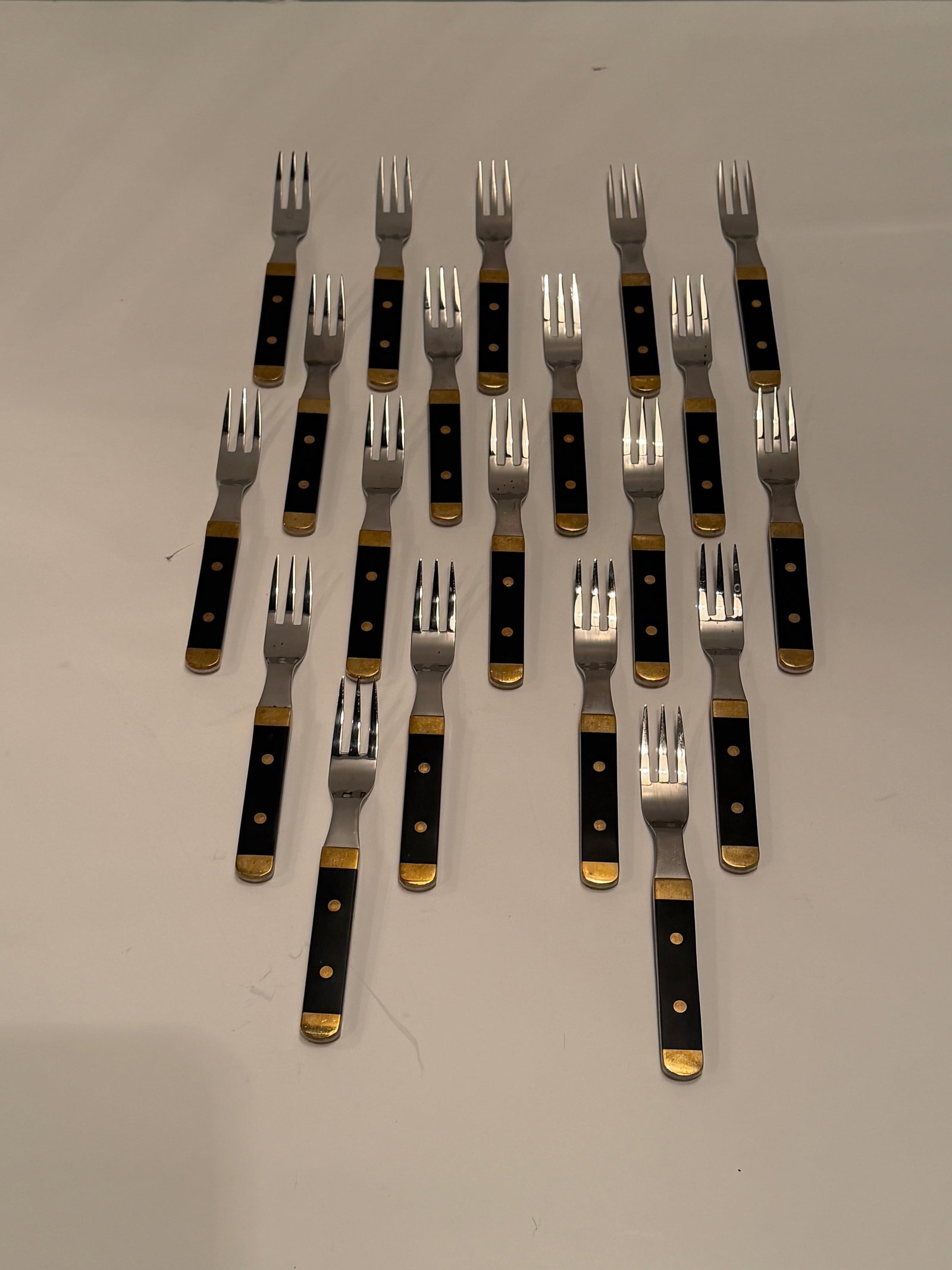 Rare Set of Vintage Swedish Stainless Steel Brass & Wood Flatware - 3