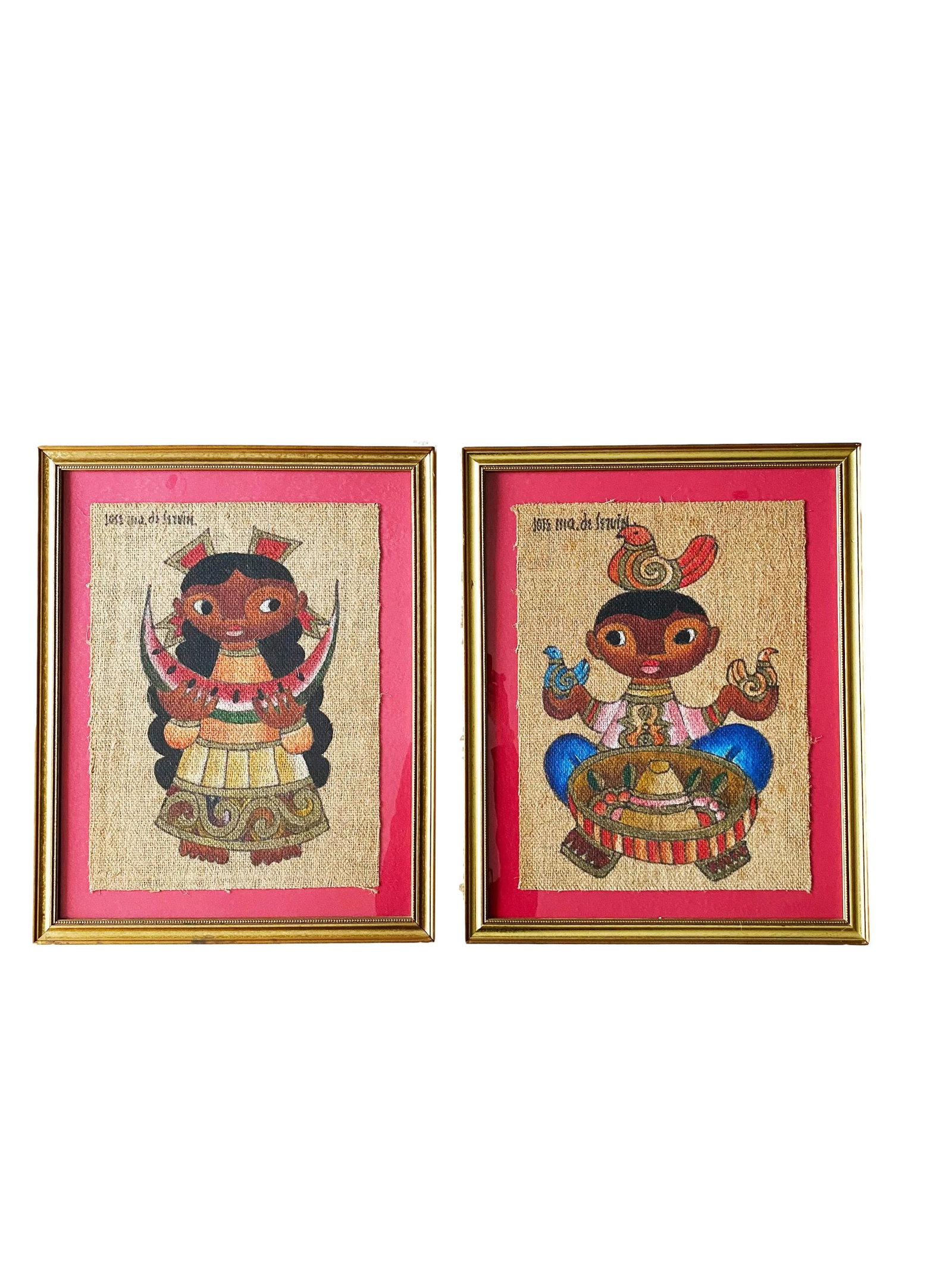 Jose Maria De Servin Mid 20th Century Mexican Figurative Folk Art Portrait Oil Paintings - a Pair - 11
