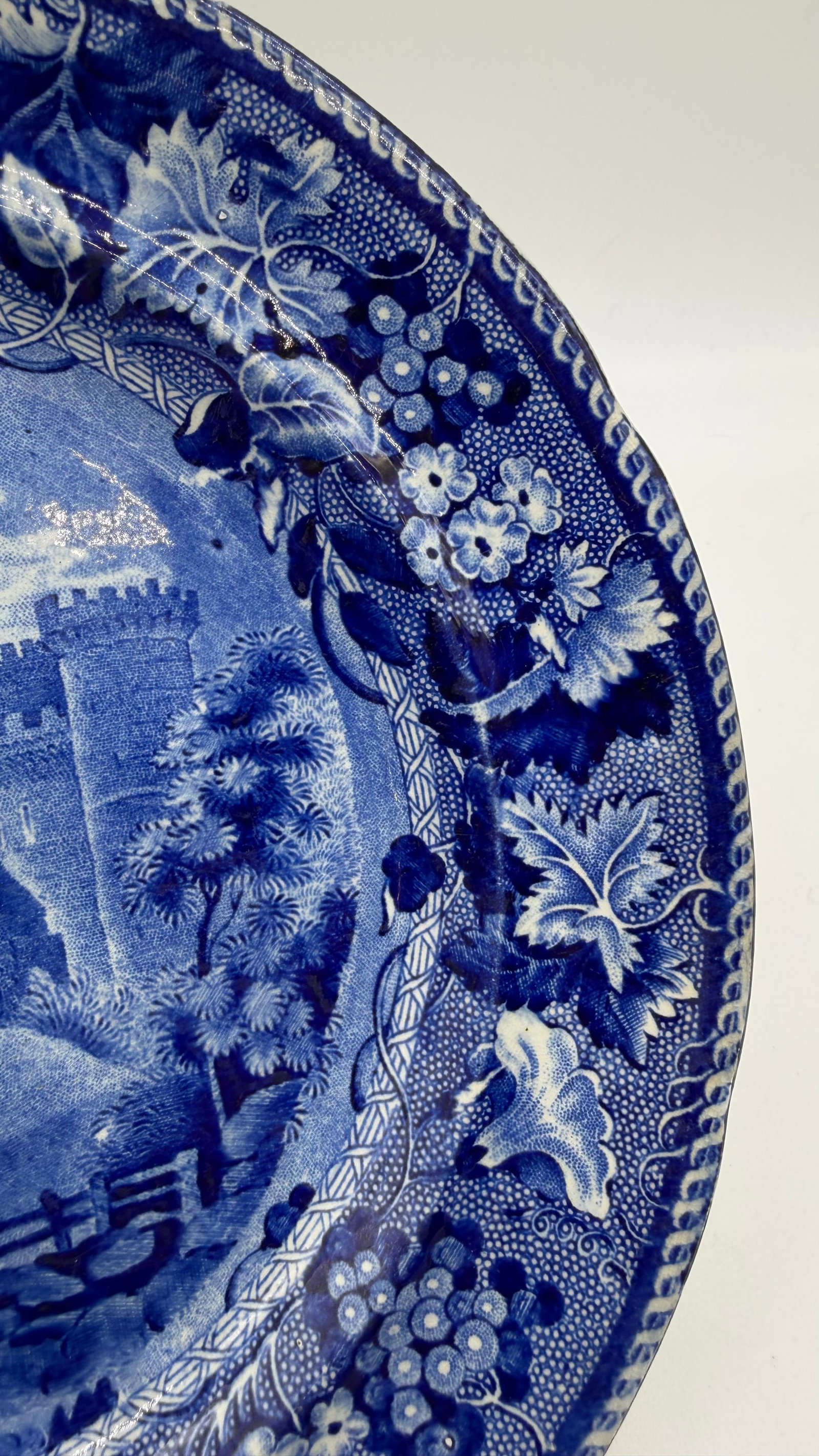 A Blue Dark Transfer Decorated Staffordshire Plate "Part of Goodridge Castle, Kent", by Enoch Woods, - 10
