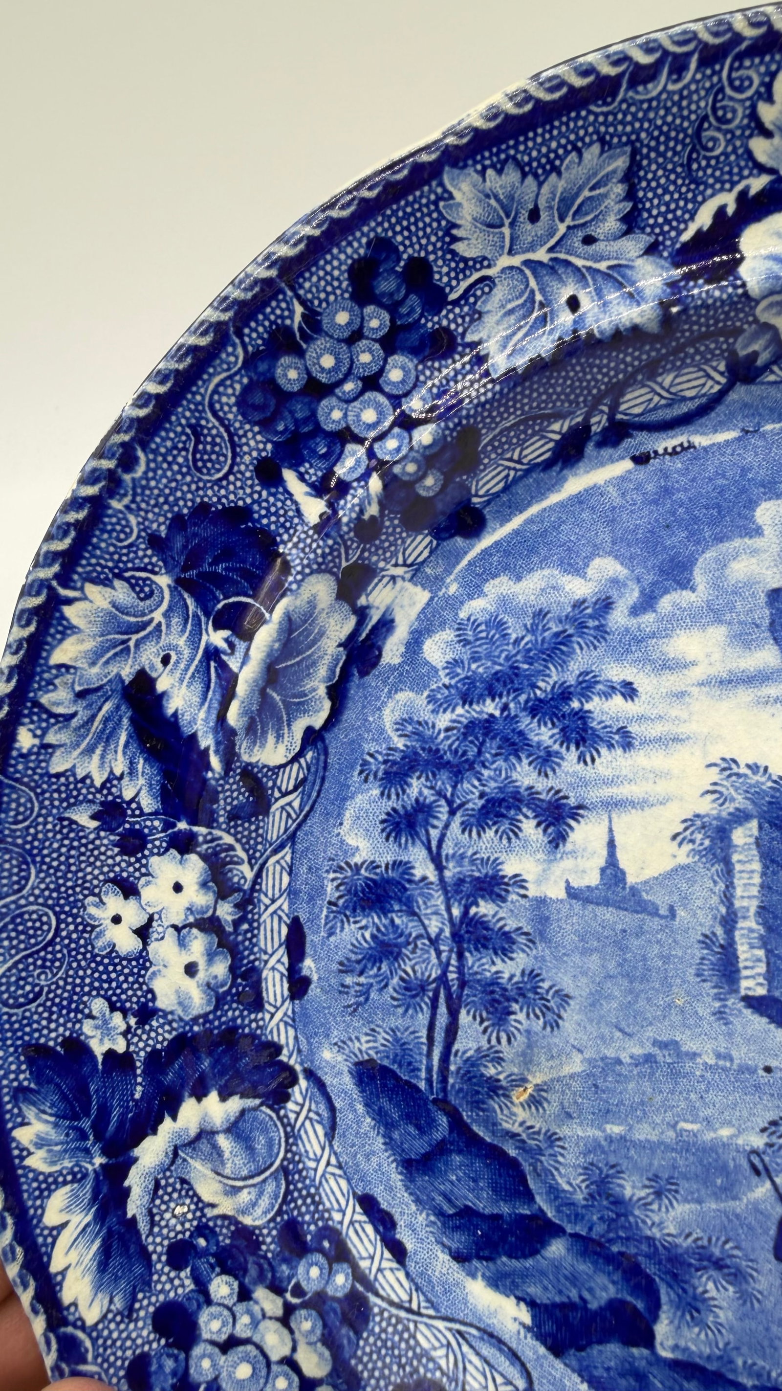 A Blue Dark Transfer Decorated Staffordshire Plate "Part of Goodridge Castle, Kent", by Enoch Woods, - 12