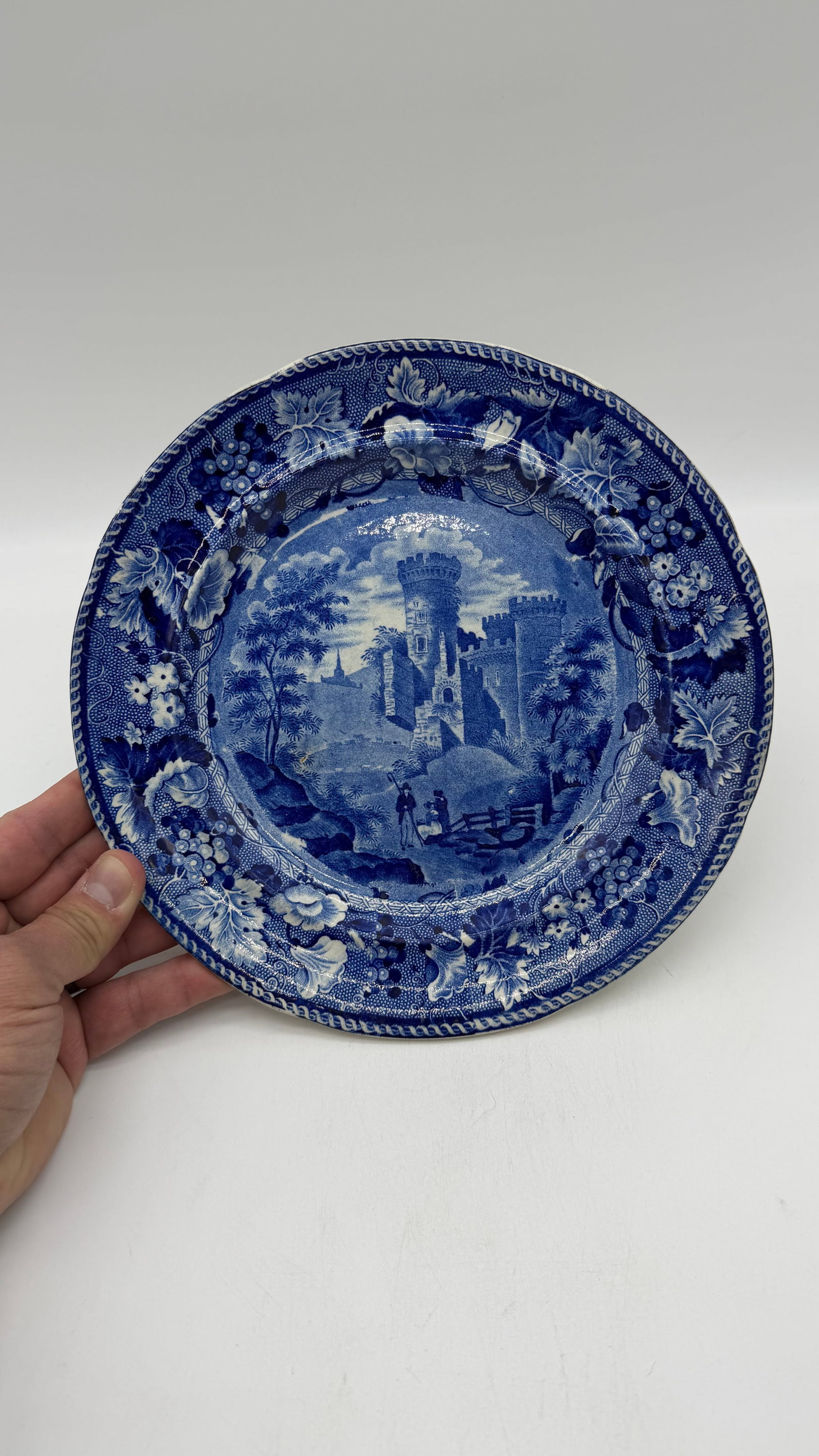 A Blue Dark Transfer Decorated Staffordshire Plate "Part of Goodridge Castle, Kent", by Enoch Woods, - 14