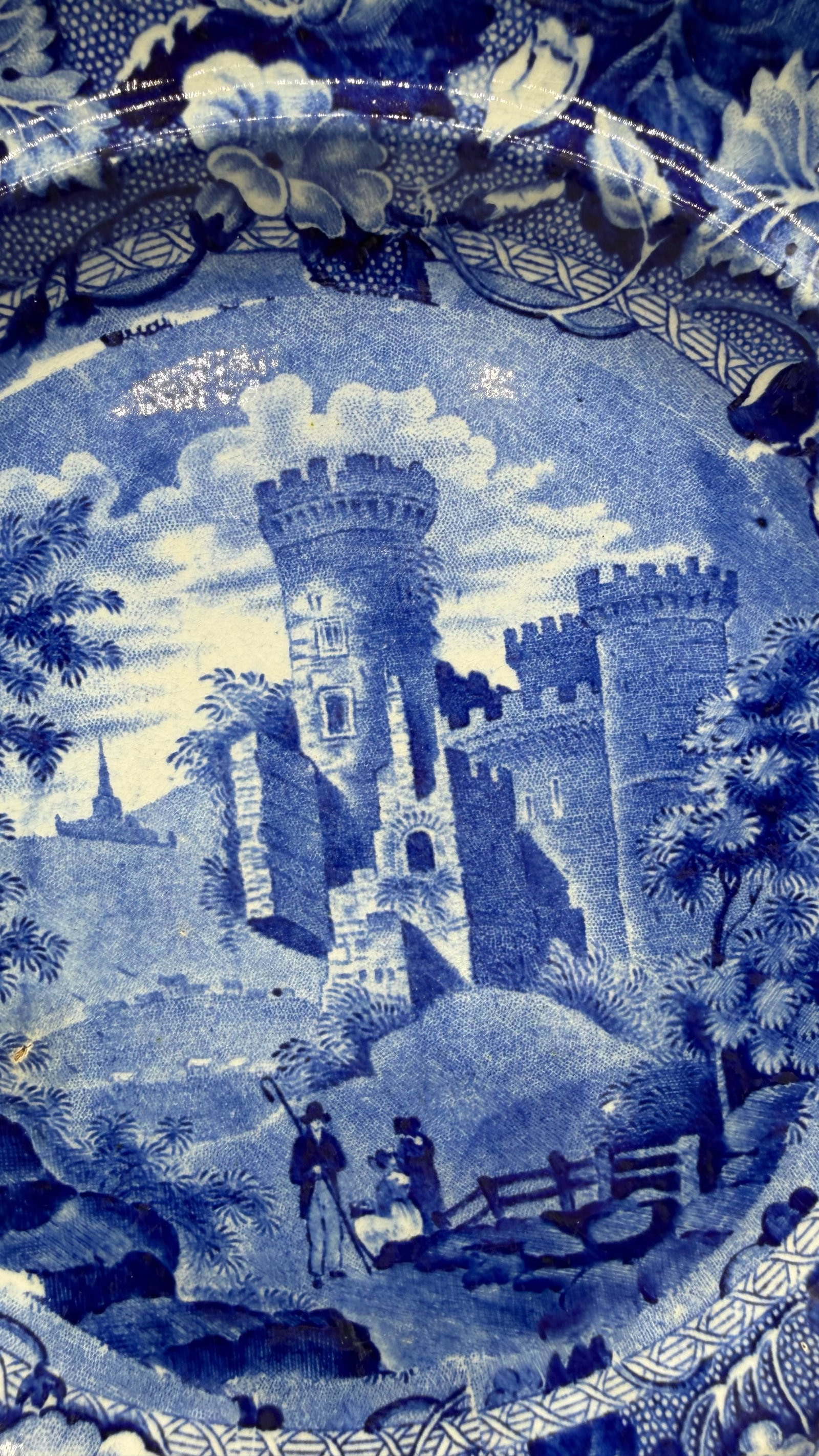 A Blue Dark Transfer Decorated Staffordshire Plate "Part of Goodridge Castle, Kent", by Enoch Woods, - 5