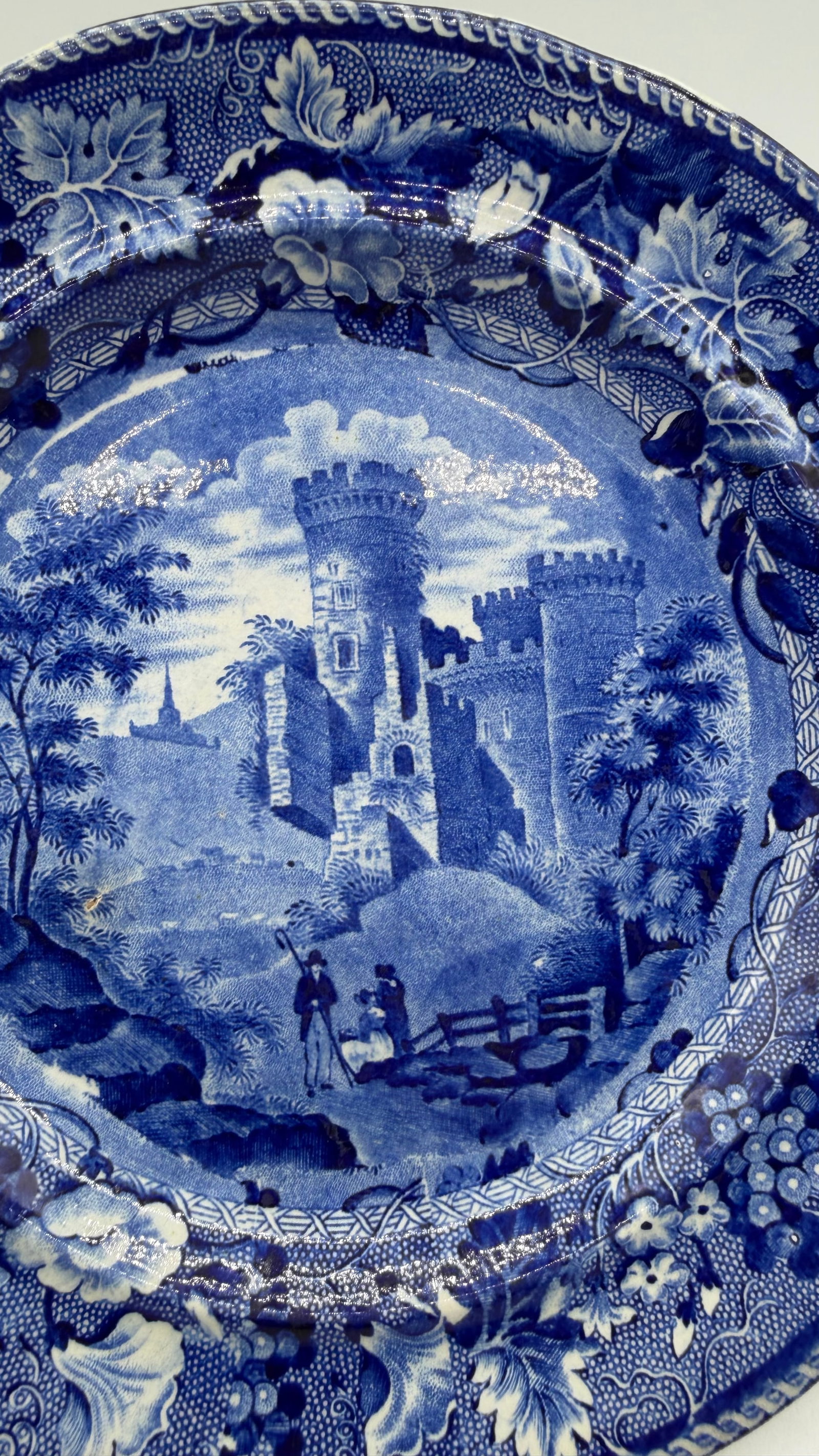A Blue Dark Transfer Decorated Staffordshire Plate "Part of Goodridge Castle, Kent", by Enoch Woods, - 6