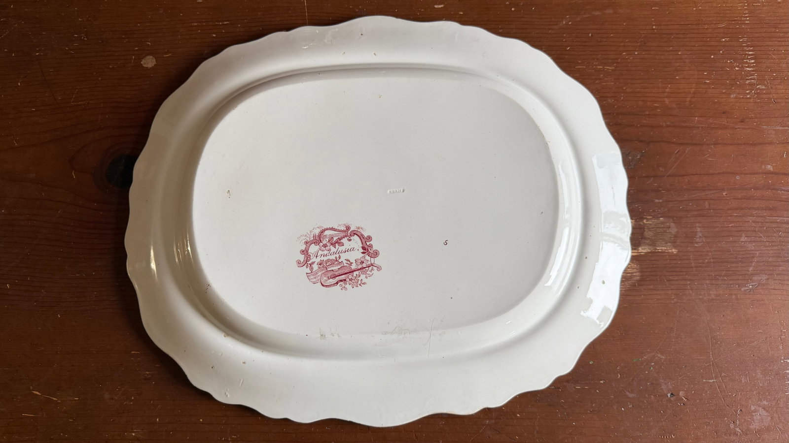A Very Fine Antique Red Transferware Decorated Staffordshire Platter "Andalusia" Pattern by Adams, C - 10