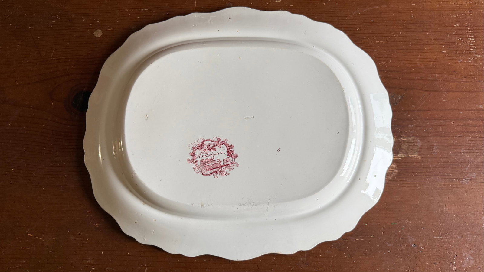 A Very Fine Antique Red Transferware Decorated Staffordshire Platter "Andalusia" Pattern by Adams, C - 11