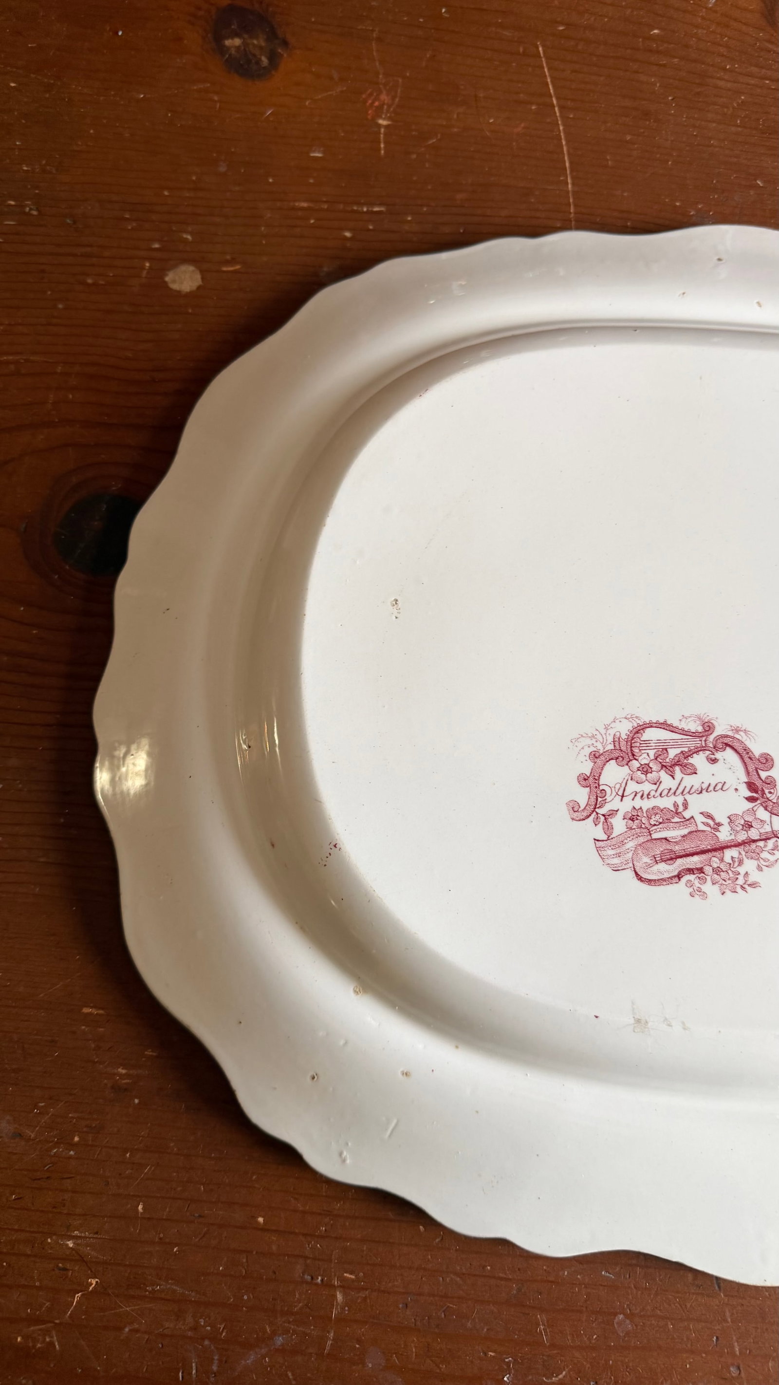 A Very Fine Antique Red Transferware Decorated Staffordshire Platter "Andalusia" Pattern by Adams, C - 13