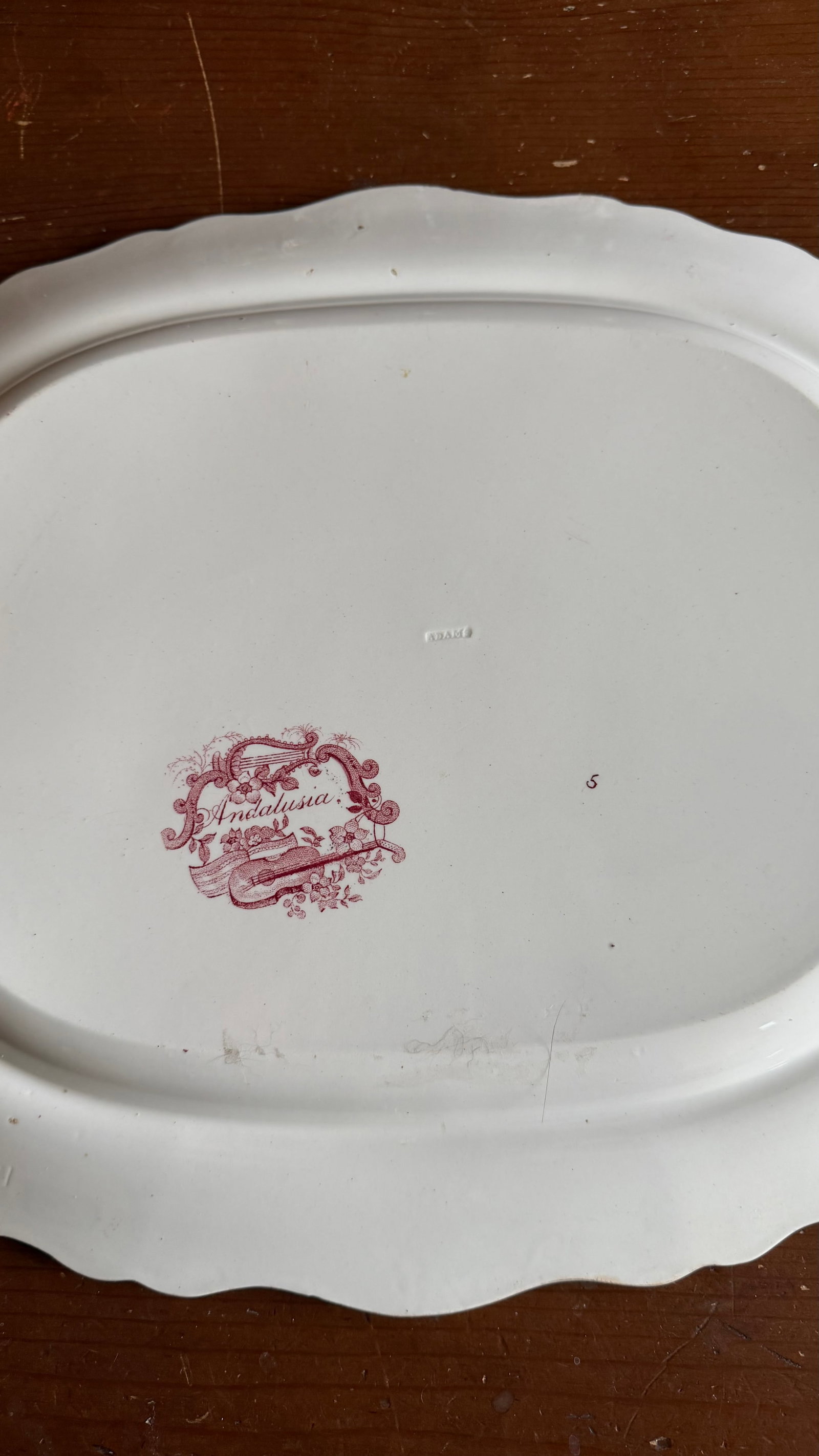A Very Fine Antique Red Transferware Decorated Staffordshire Platter "Andalusia" Pattern by Adams, C - 14