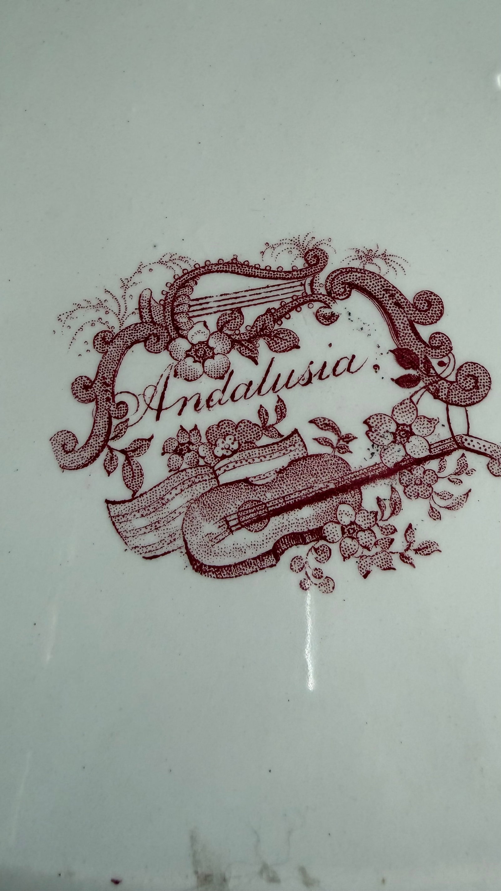 A Very Fine Antique Red Transferware Decorated Staffordshire Platter "Andalusia" Pattern by Adams, C - 8
