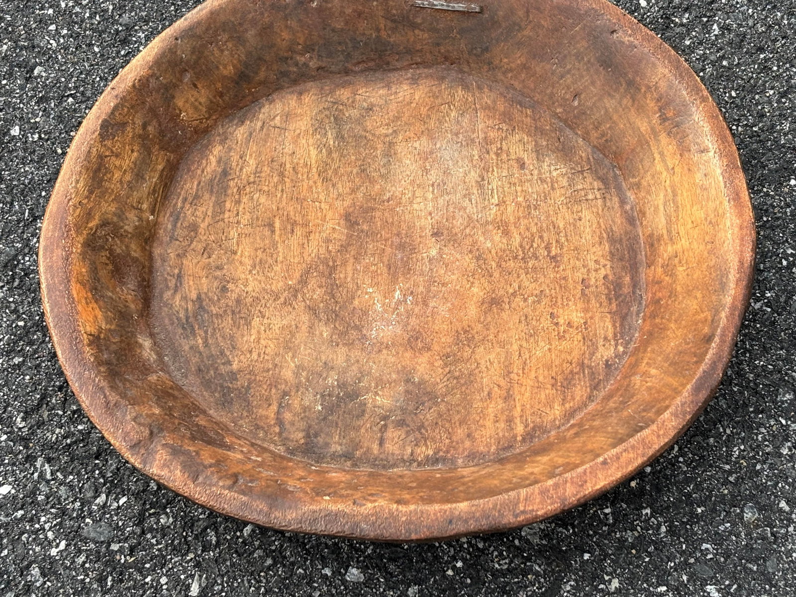 Large 19th C. Hand Carved Parat Indian Single Piece Wooden Dough Bowl - 3