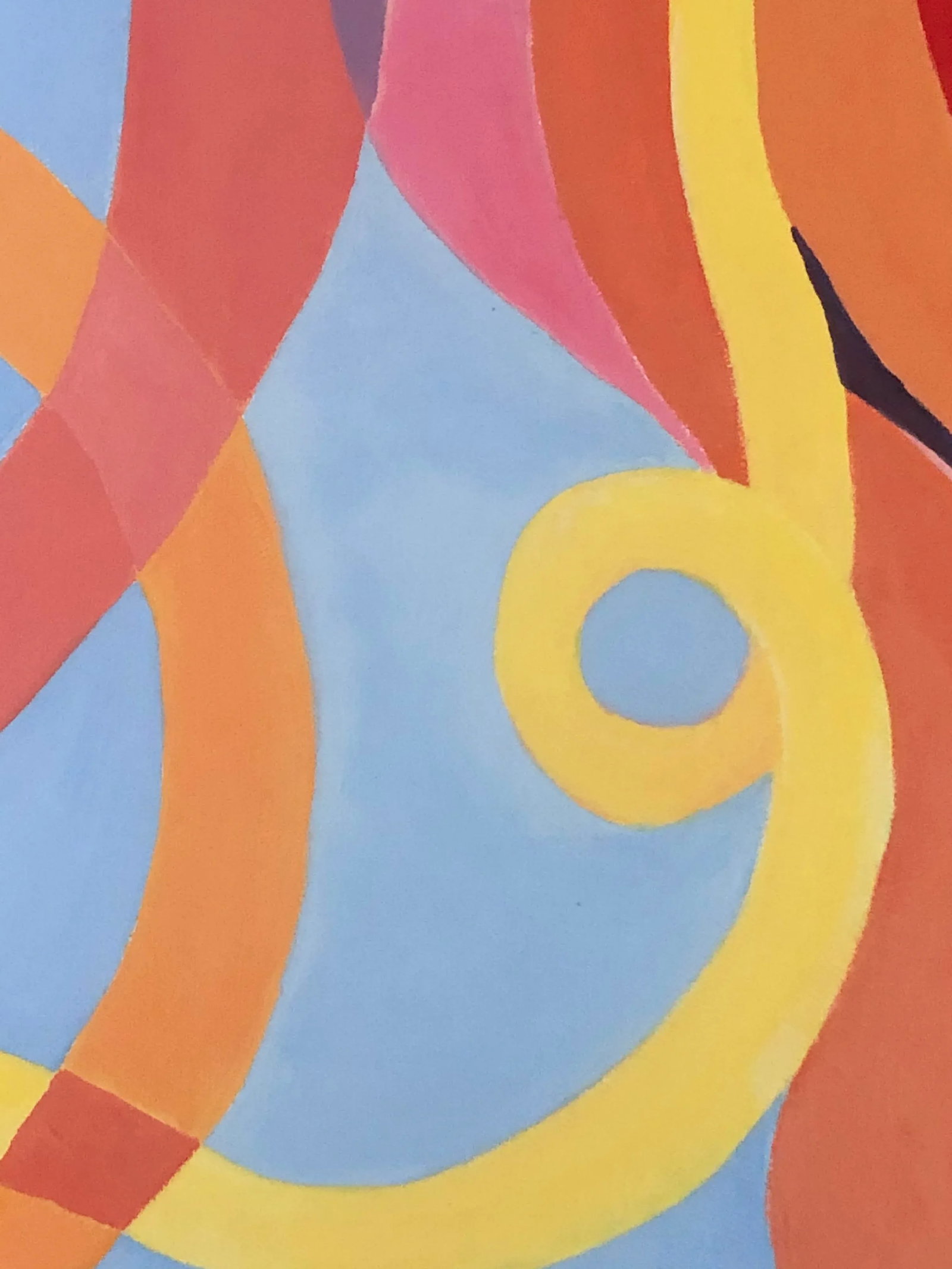 Large Abstract Diptych in Cobalt Blue Orange and Pink - 9