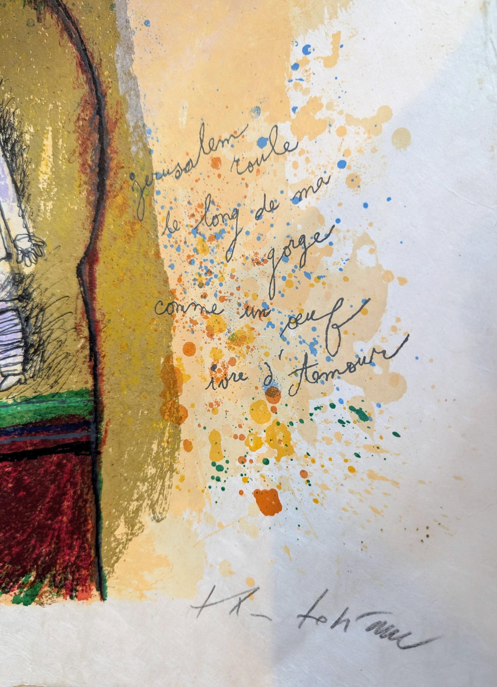 1980s Limited Edition Signed "Jerusalem Roule Le Long De Ma Gorge" by Theo Tobiasse (1927-2012) - 2