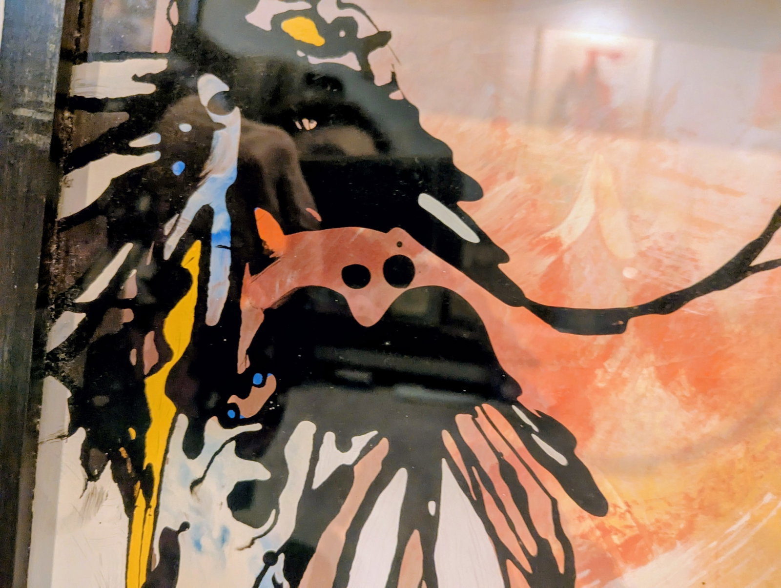 1990s An Abstract Three Dimensional Reverse Painting on Glass Inside a Very Large Shadow Box. Signed - 5