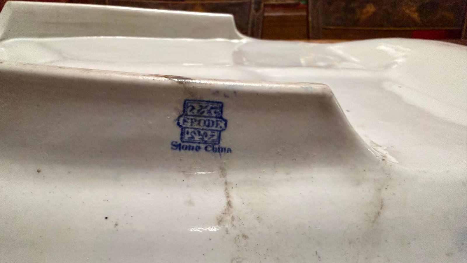Antique Spode Pearlware Blue Transfer "Bird & Grasshopper" Chinoiserie Tree in the Well Meat Platter - 11