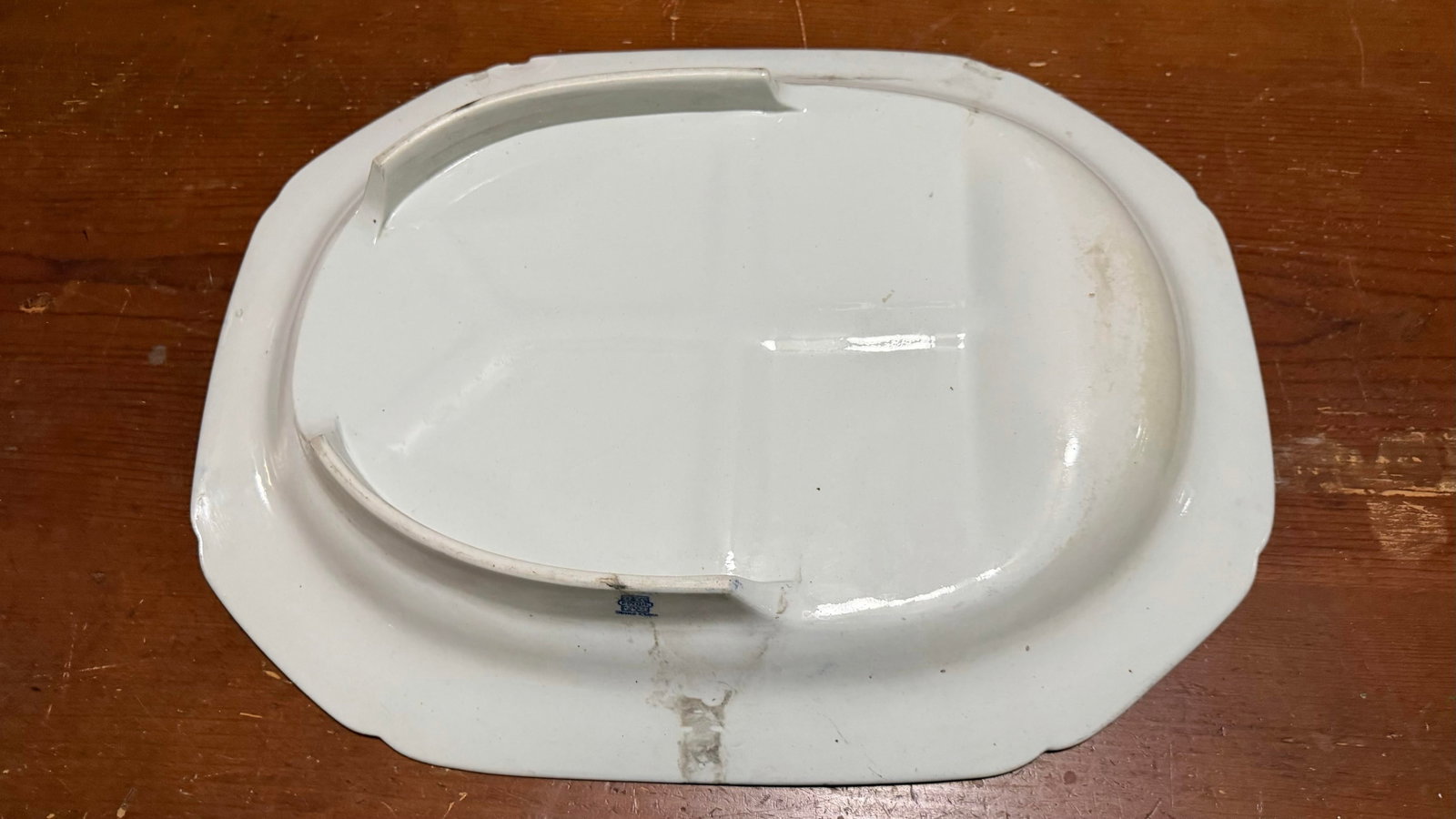 Antique Spode Pearlware Blue Transfer "Bird & Grasshopper" Chinoiserie Tree in the Well Meat Platter - 12