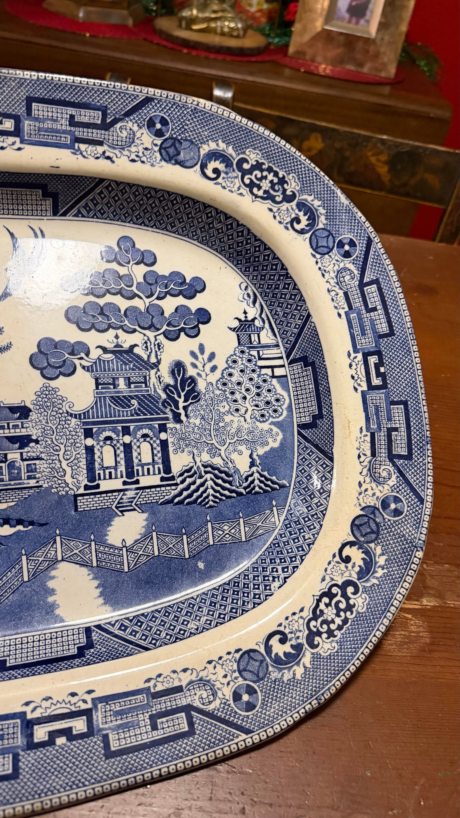 Antique Staffordshire Blue Willow Transfer Ironstone Oval Platter, Circa 1860s - 7