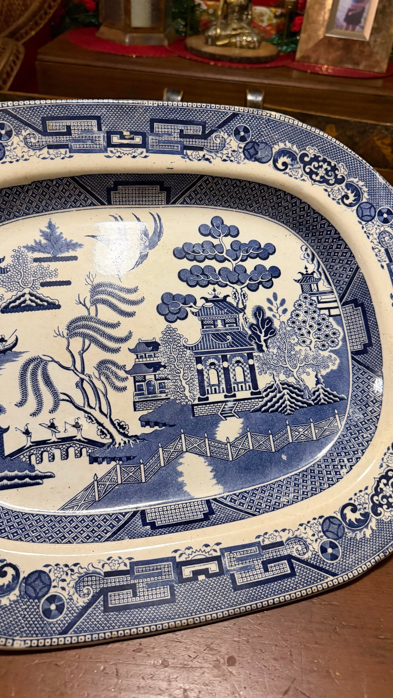 Antique Staffordshire Blue Willow Transfer Ironstone Oval Platter, Circa 1860s - 8