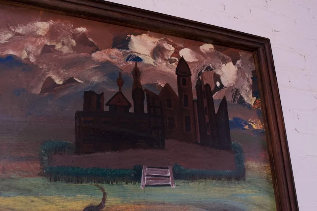 Outsider Art "Animals and Castles" Oil on Panel by Bruno Del Favero - 3