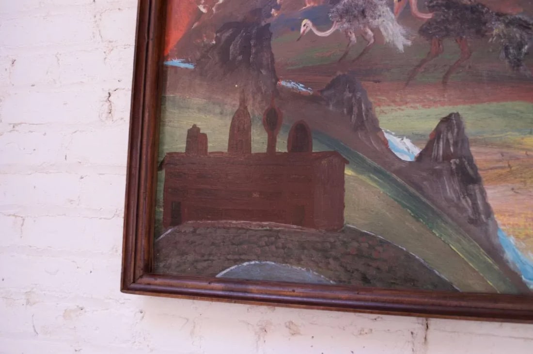 Outsider Art "Animals and Castles" Oil on Panel by Bruno Del Favero - 4