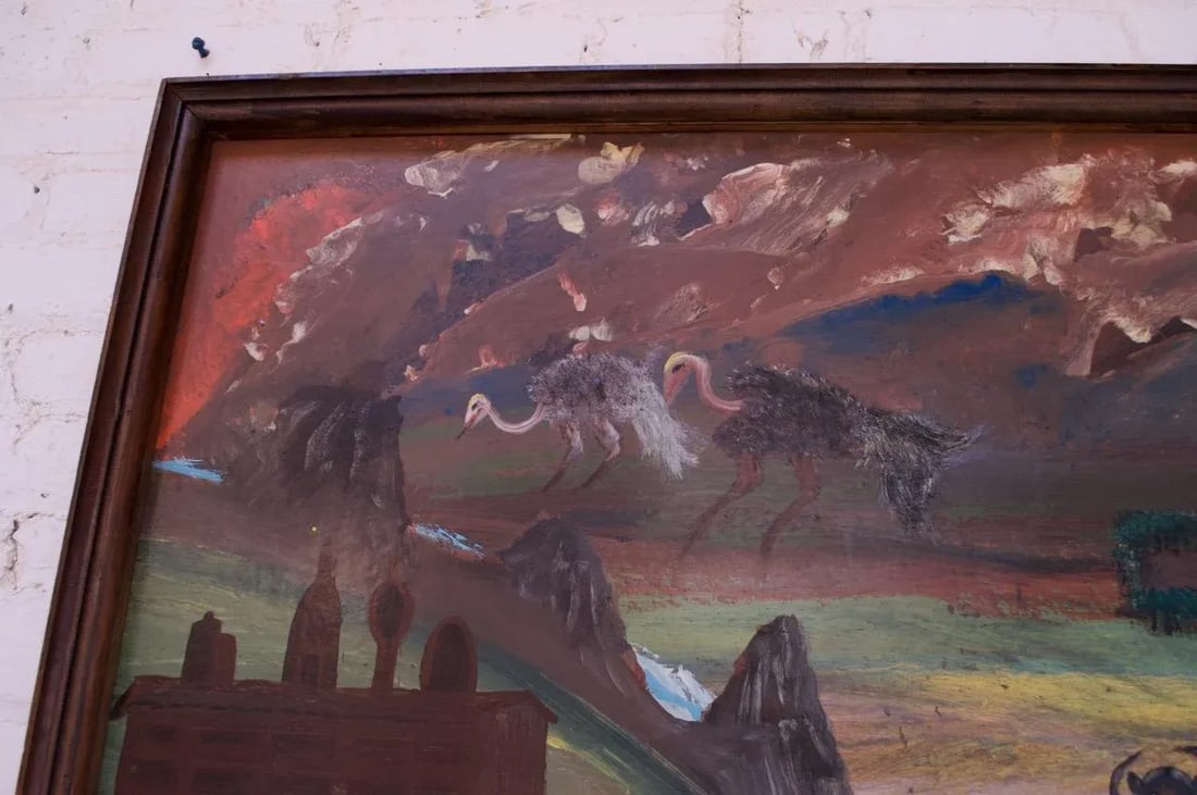 Outsider Art "Animals and Castles" Oil on Panel by Bruno Del Favero - 6