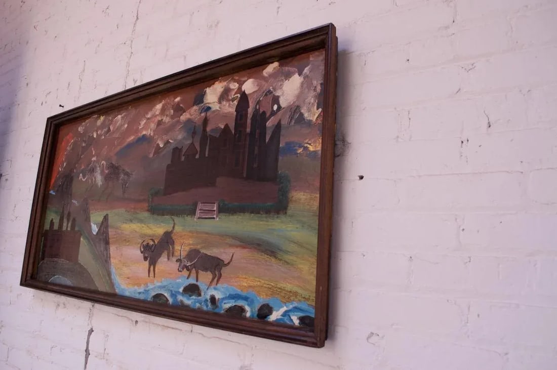 Outsider Art "Animals and Castles" Oil on Panel by Bruno Del Favero - 8