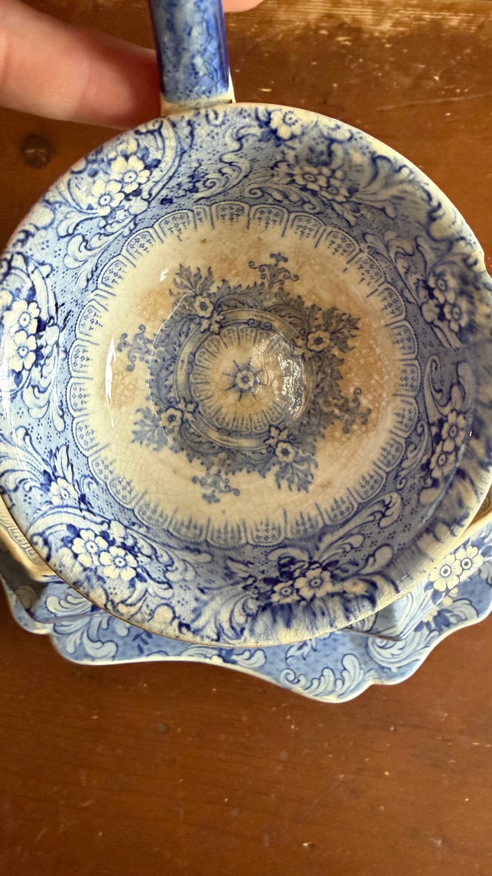 Antique Blue Transfer Decorated Staffordshire Soup Tureen, With Underliner & Ladle, "Clarendon" - 10
