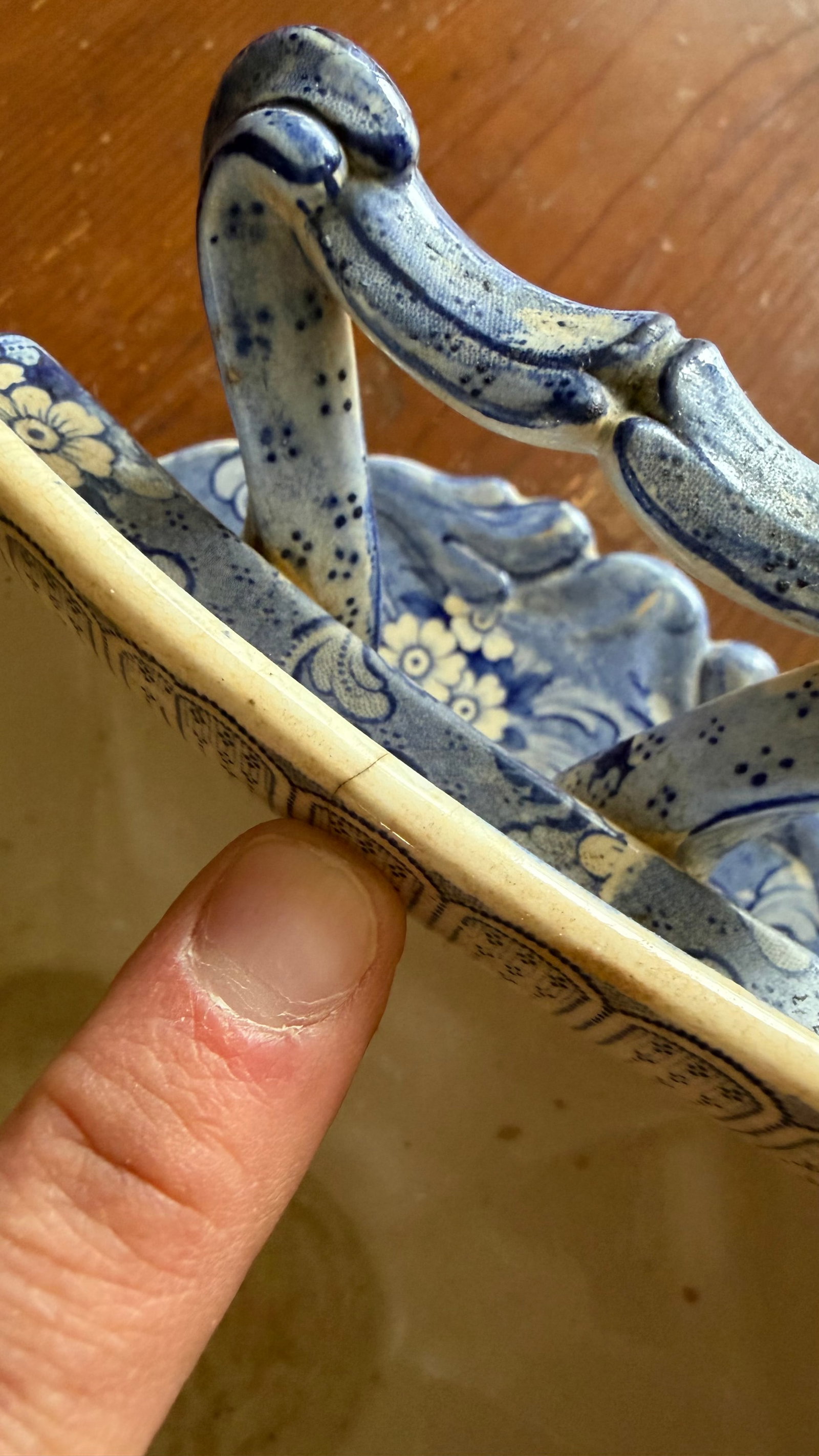 Antique Blue Transfer Decorated Staffordshire Soup Tureen, With Underliner & Ladle, "Clarendon" - 13