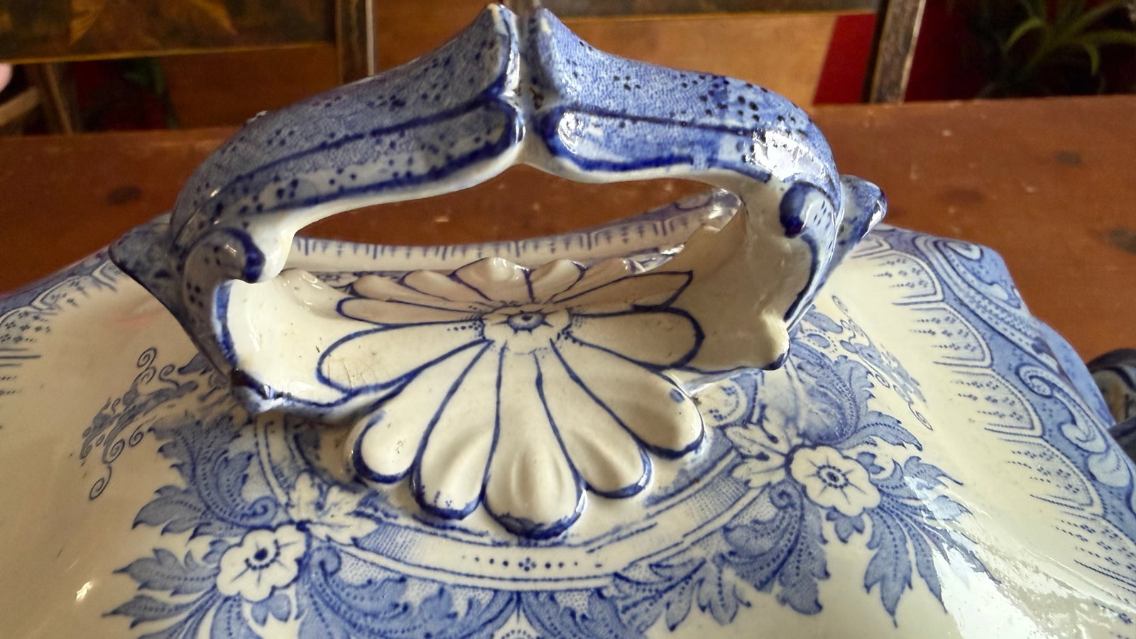 Antique Blue Transfer Decorated Staffordshire Soup Tureen, With Underliner & Ladle, "Clarendon" - 5