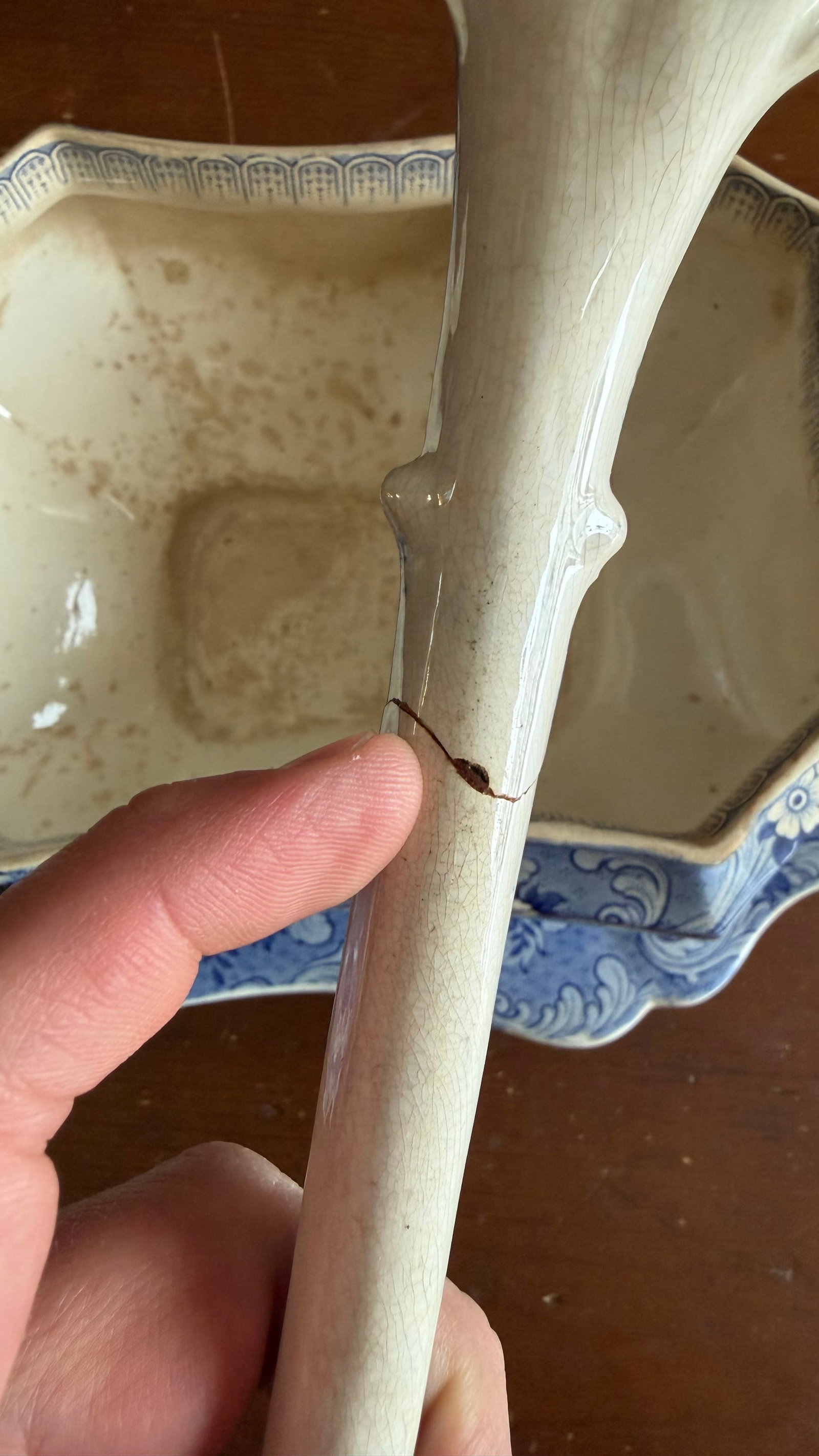 Antique Blue Transfer Decorated Staffordshire Soup Tureen, With Underliner & Ladle, "Clarendon" - 8